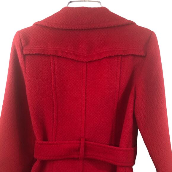 Forever 21 Red Belted Peacoat Jacket Women’s M (Fits S/M) Double Breasted - Picture 6 of 10